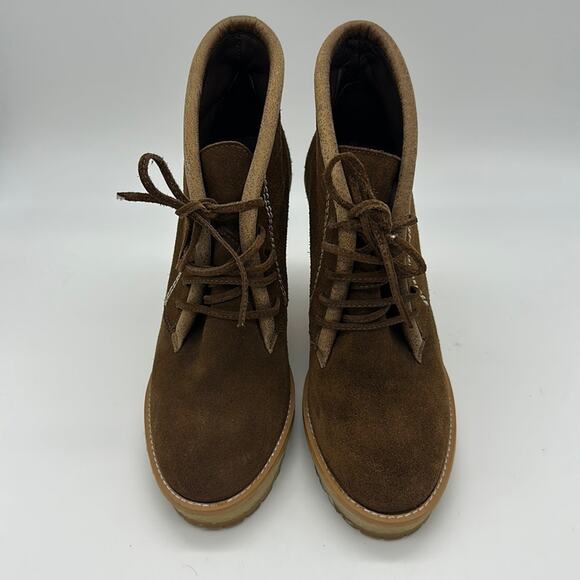 Zara Suede Chocolate Brown Wedge Heel Boots in EU 39 US 9 - Picture 3 of 10